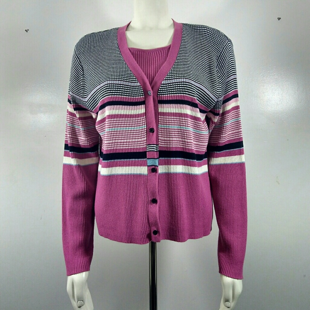 Norton McNaughton Pink & Black Multicolor Sweater